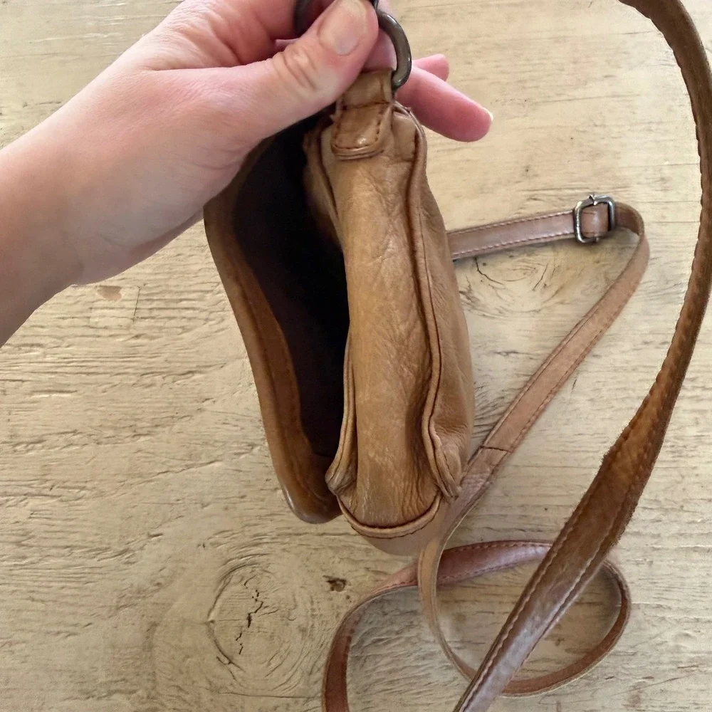 Trades of‎ Hope Cognac Brown Woven Leather Crossbody Messenger Bag Boho